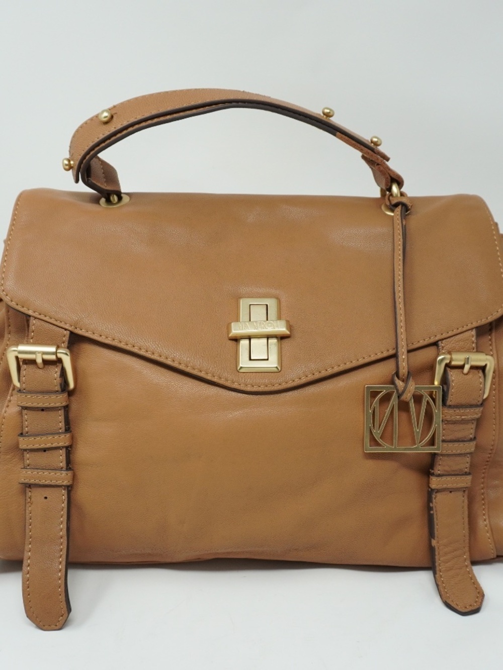 Via Neroli Handbag Tan 100% Leather Color with Gold Hardware